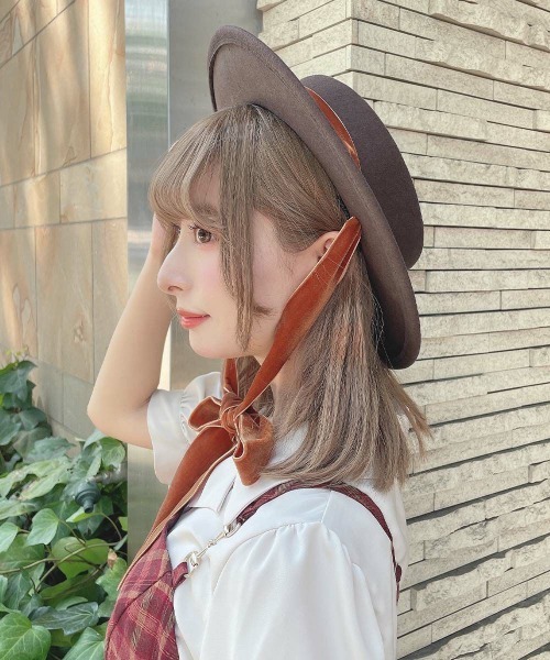 an another angelus（アンアナザーアンジェラス）の「ロングベロアリボンキャノチェ/fint フィント（ハット・レディース・ブラウン/ブラック・FREE）」の6枚目の写真