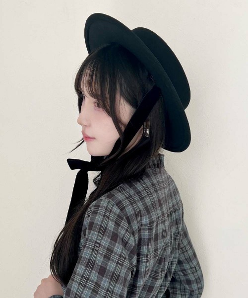 an another angelus（アンアナザーアンジェラス）の「ロングベロアリボンキャノチェ/fint フィント（ハット・レディース・ブラウン/ブラック・FREE）」の9枚目の写真