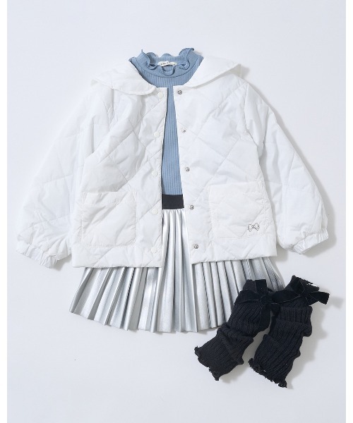 Lycee mine(リセマイン)の「取外しできるセーラーカラー付きキルティングブルゾン(ブルゾン・キッズ・ピンク/ベージュ/チャコール/ブルーグレー/オフホワイト・100cm/110cm/120cm/130cm/140cm/150cm)」の6枚目の写真