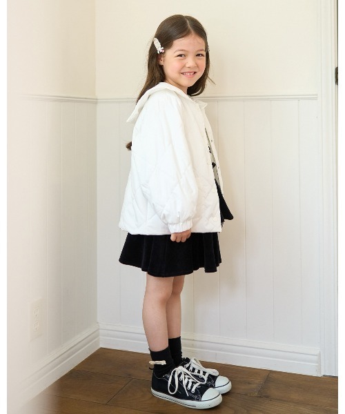 Lycee mine(リセマイン)の「取外しできるセーラーカラー付きキルティングブルゾン(ブルゾン・キッズ・ピンク/ベージュ/チャコール/ブルーグレー/オフホワイト・100cm/110cm/120cm/130cm/140cm/150cm)」の14枚目の写真