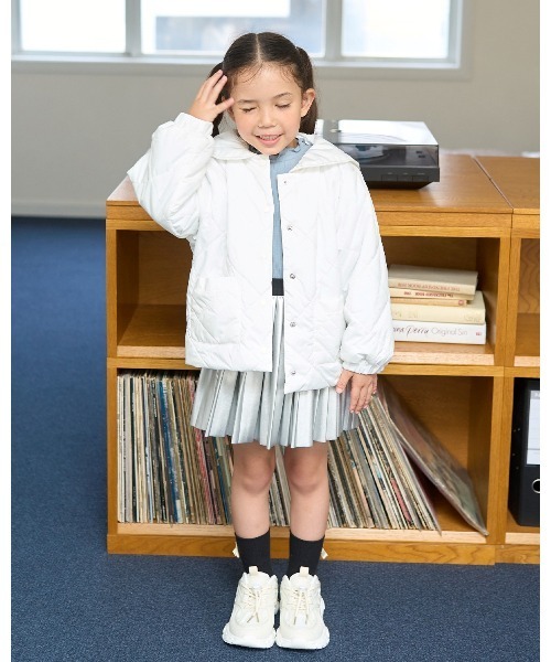 Lycee mine(リセマイン)の「取外しできるセーラーカラー付きキルティングブルゾン(ブルゾン・キッズ・ピンク/ベージュ/チャコール/ブルーグレー/オフホワイト・100cm/110cm/120cm/130cm/140cm/150cm)」の7枚目の写真