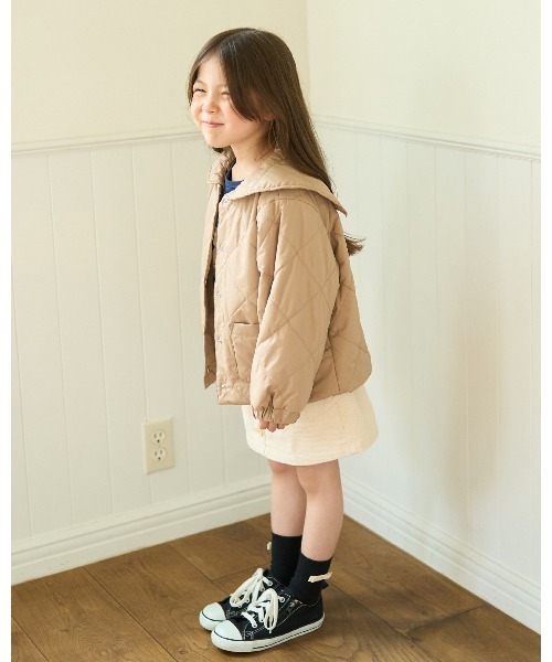 Lycee mine(リセマイン)の「取外しできるセーラーカラー付きキルティングブルゾン(ブルゾン・キッズ・ピンク/ベージュ/チャコール/ブルーグレー/オフホワイト・100cm/110cm/120cm/130cm/140cm/150cm)」の12枚目の写真