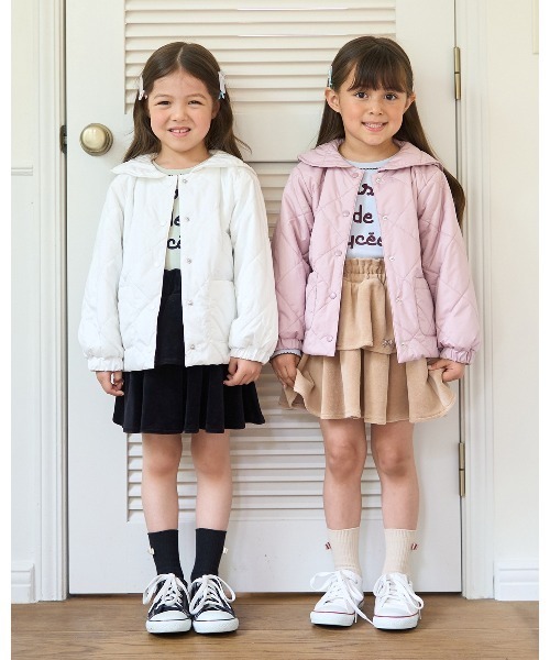 セール】取外しできるセーラーカラー付きキルティングブルゾン