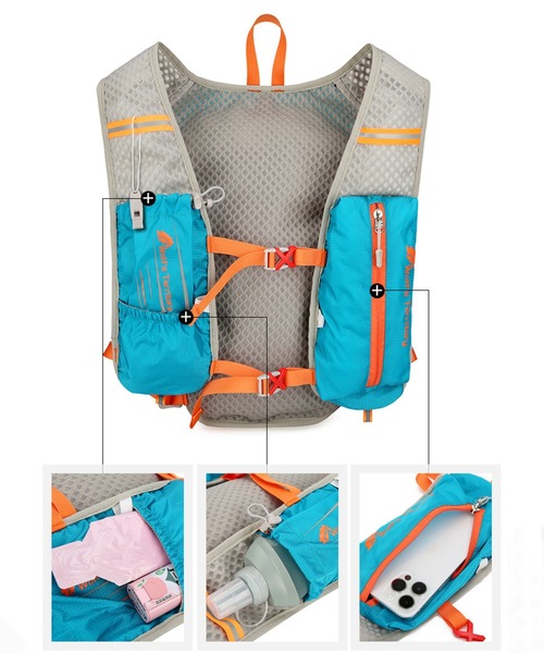 CALIFORNIA OUTFITTERS（カリフォルニア アウトフィッターズ）の「9C13 撥水 ハイドレーション ランニングベスト（スポーツグッズ・メンズ・オレンジ/ブラック/グレー/ターコイズブルー・ONESIZE）」の14枚目の写真