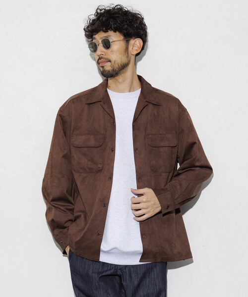 セール】レザレッド ブラッシュド オープンカラー ロングスリーブ