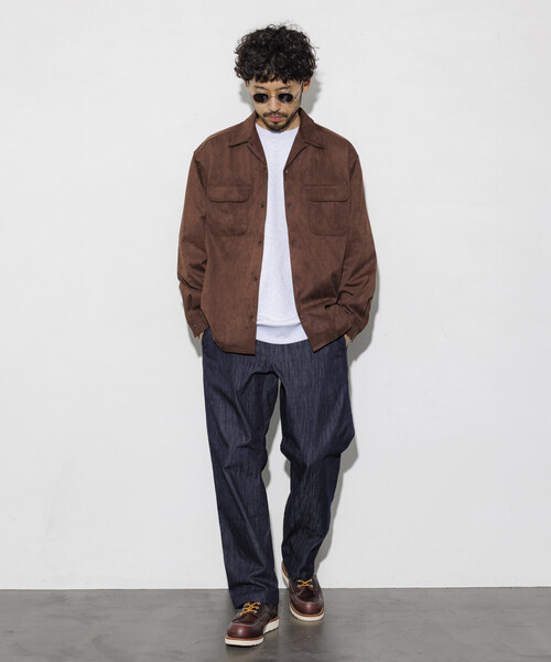 セール】レザレッド ブラッシュド オープンカラー ロングスリーブ