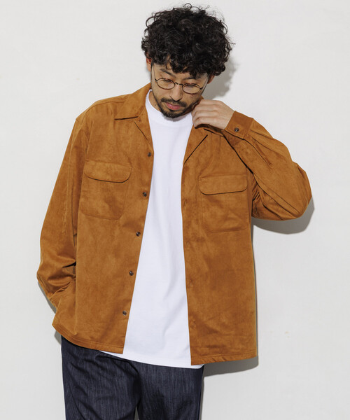 セール】レザレッド ブラッシュド オープンカラー ロングスリーブ