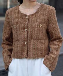 Ampirula（アンピルーラ）の「【2025AW】ツイードジャケット 秋 フォーマル オフィス 冬 秋冬 レディース（ノーカラージャケット）」