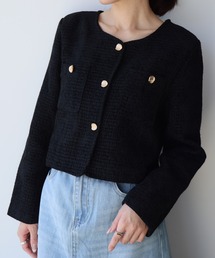 Ampirula（アンピルーラ）の「ツイードジャケット 秋 フォーマル オフィス 冬 秋冬 レディース（ノーカラージャケット）」