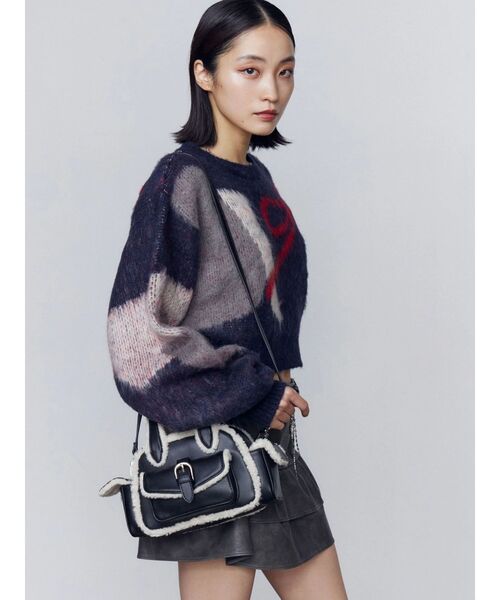 EMODA（エモダ）の「ショートルーズジャガードニット（ニット/セーター・レディース・グレー/ブラック/ネイビー・FREE）」の9枚目の写真