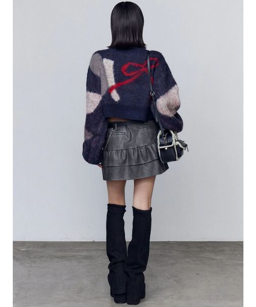 EMODA（エモダ）の「ショートルーズジャガードニット（ニット/セーター・レディース・グレー/ブラック/ネイビー・FREE）」の17枚目の写真