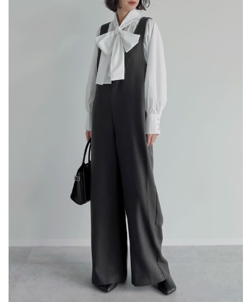 Re:EDIT（リエディ）の「[低身長/高身長サイズ有][アルガンオイル加工]微起毛ツイルゴールドボタン付きサロペット（つなぎ/オールインワン・レディース・アイボリー/ブラック/チャコールグレー・LARGE/TALL/MEDIUM/SHORT）」の21枚目の写真