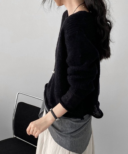ONEP STAR(ワンピスター)の「ゆったりシルエットニットプルオーバー(ニット/セーター・レディース・ブラック/グレー/オフホワイト/ブルー・FREE)」の17枚目の写真