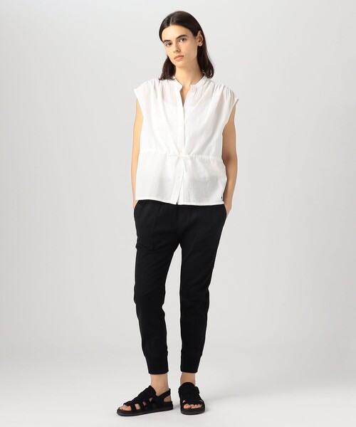 JAMES PERSE（ジェームスパース）の「コットンシルクサッカー スリーブレスブラウス WSHS3116（シャツ/ブラウス・レディース・ブラック/ホワイト・1）」の3枚目の写真