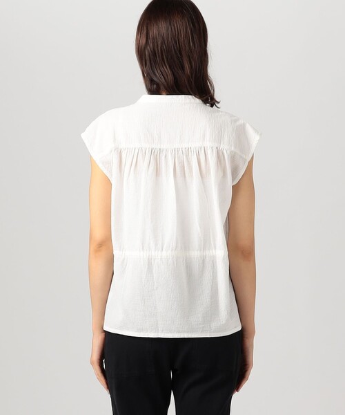 JAMES PERSE（ジェームスパース）の「コットンシルクサッカー スリーブレスブラウス WSHS3116（シャツ/ブラウス・レディース・ブラック/ホワイト・1）」の6枚目の写真