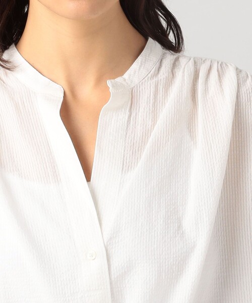 JAMES PERSE（ジェームスパース）の「コットンシルクサッカー スリーブレスブラウス WSHS3116（シャツ/ブラウス・レディース・ブラック/ホワイト・1）」の7枚目の写真