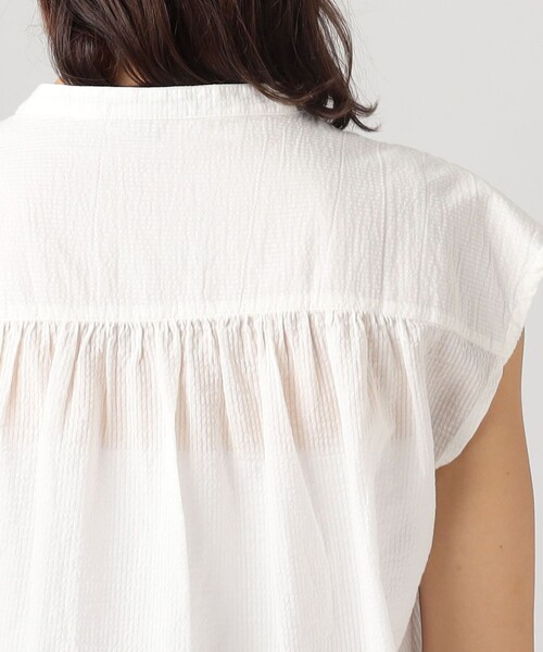 JAMES PERSE（ジェームスパース）の「コットンシルクサッカー スリーブレスブラウス WSHS3116（シャツ/ブラウス・レディース・ブラック/ホワイト・1）」の8枚目の写真