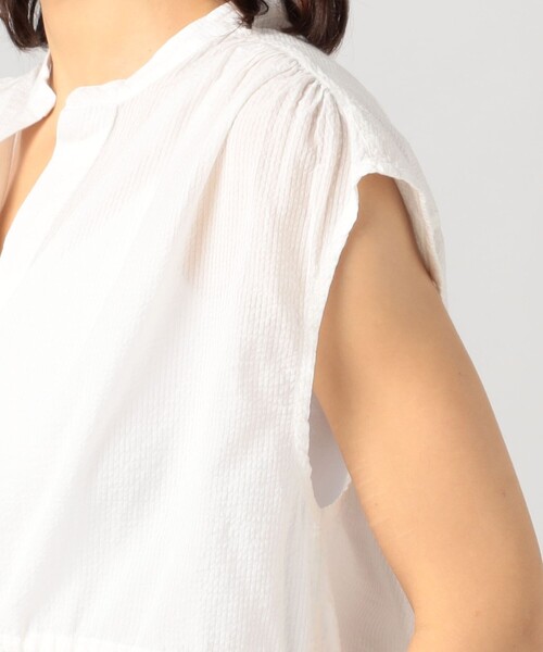 JAMES PERSE（ジェームスパース）の「コットンシルクサッカー スリーブレスブラウス WSHS3116（シャツ/ブラウス・レディース・ブラック/ホワイト・1）」の9枚目の写真