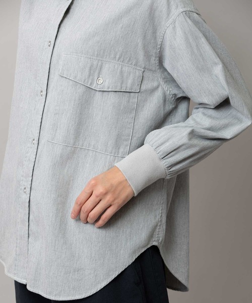 Munich（ミューニック）の「6ozスラブデニムリブカフスシャツ（シャツ/ブラウス・レディース・ライトグレー/ブラック/インディゴブルー・FREE）」の15枚目の写真