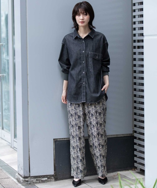 Munich（ミューニック）の「6ozスラブデニムリブカフスシャツ（シャツ/ブラウス・レディース・ライトグレー/ブラック/インディゴブルー・FREE）」の4枚目の写真