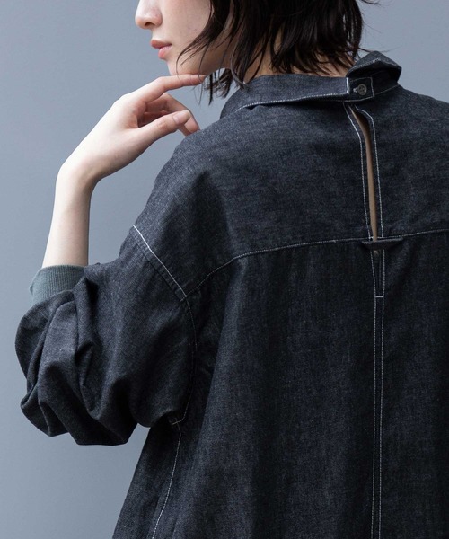 Munich（ミューニック）の「6ozスラブデニムリブカフスシャツ（シャツ/ブラウス・レディース・ライトグレー/ブラック/インディゴブルー・FREE）」の5枚目の写真