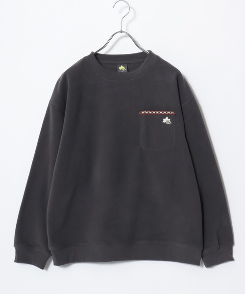LOGOS(ロゴス)の「LOGOS/ロゴス フリース チロリアンテープ付きポケット ワンポイントロゴス刺繍スウェットトレーナー(スウェット・レディース・アイボリー/ワイン/スミクロ・M/L/LL)」の6枚目の写真