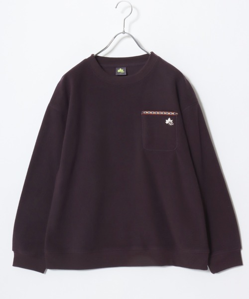 LOGOS(ロゴス)の「LOGOS/ロゴス フリース チロリアンテープ付きポケット ワンポイントロゴス刺繍スウェットトレーナー(スウェット・レディース・アイボリー/ワイン/スミクロ・M/L/LL)」の7枚目の写真
