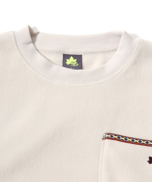 LOGOS(ロゴス)の「LOGOS/ロゴス フリース チロリアンテープ付きポケット ワンポイントロゴス刺繍スウェットトレーナー(スウェット・レディース・アイボリー/ワイン/スミクロ・M/L/LL)」の8枚目の写真
