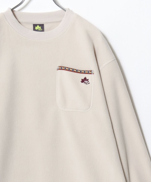 LOGOS(ロゴス)の「LOGOS/ロゴス フリース チロリアンテープ付きポケット ワンポイントロゴス刺繍スウェットトレーナー(スウェット・レディース・アイボリー/ワイン/スミクロ・M/L/LL)」の14枚目の写真
