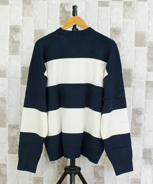 Calvin Klein（カルバン・クライン）の「CKJ ストライプ スノーウィー リラックス クルーネック ボーダー ニット セーター LS STRIPED SNOWY RELAXED CREWNK（ニット/セーター・メンズ・ブルー/ネイビー・L/M/XL）」の4枚目の写真
