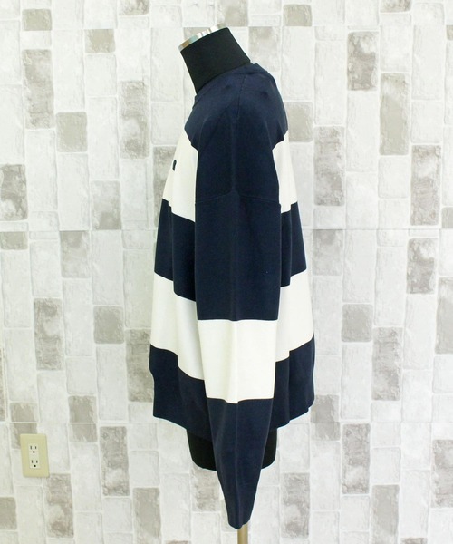 Calvin Klein（カルバン・クライン）の「CKJ ストライプ スノーウィー リラックス クルーネック ボーダー ニット セーター LS STRIPED SNOWY RELAXED CREWNK（ニット/セーター・メンズ・ブルー/ネイビー・L/M/XL）」の6枚目の写真