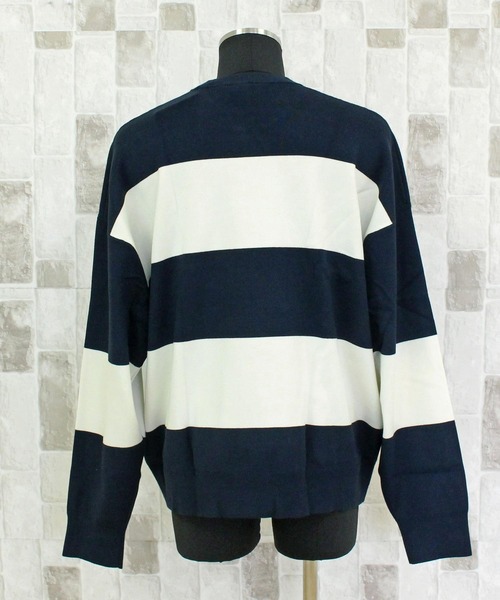 Calvin Klein（カルバン・クライン）の「CKJ ストライプ スノーウィー リラックス クルーネック ボーダー ニット セーター LS STRIPED SNOWY RELAXED CREWNK（ニット/セーター・メンズ・ブルー/ネイビー・L/M/XL）」の7枚目の写真
