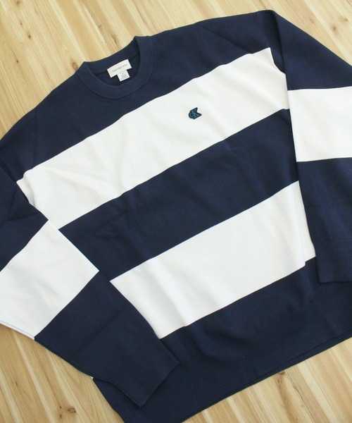 Calvin Klein（カルバン・クライン）の「CKJ ストライプ スノーウィー リラックス クルーネック ボーダー ニット セーター LS STRIPED SNOWY RELAXED CREWNK（ニット/セーター・メンズ・ブルー/ネイビー・L/M/XL）」の8枚目の写真