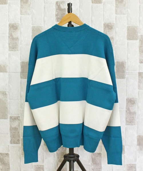Calvin Klein（カルバン・クライン）の「CKJ ストライプ スノーウィー リラックス クルーネック ボーダー ニット セーター LS STRIPED SNOWY RELAXED CREWNK（ニット/セーター・メンズ・ブルー/ネイビー・L/M/XL）」の14枚目の写真