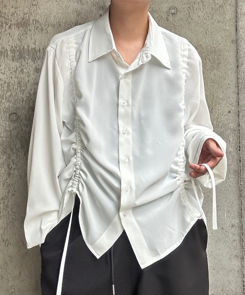 MandO(Auntie Rosa)(エムオー)の「シャーリングレイヤードアソートシャツ/無地/ストライプ/チェック(シャツ/ブラウス・メンズ・ブラック系その他/ブラック/ダークブルー/ホワイト/ホワイト系その他/ブラウン・MEDIUM/LARGE)」の2枚目の写真