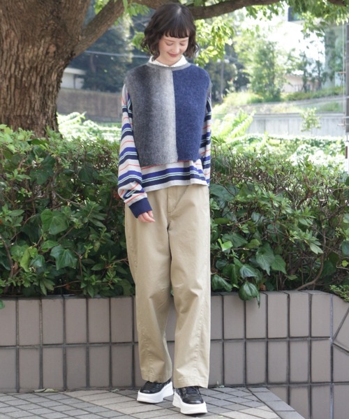 H.A.K(ハク)の「ハイカウントチノ バレルストレートパンツ(チノパンツ・レディース・ブラック/ベージュ・2/1)」の5枚目の写真