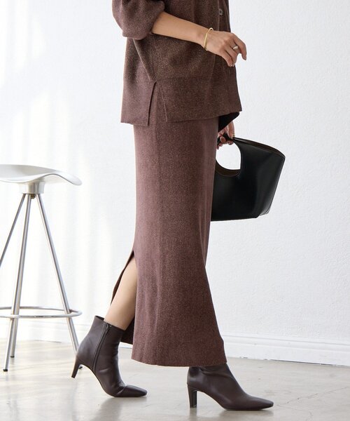 RIVE DROITE(リヴドロワ)の「【セットアップ対象】ラメモールニットタイトスカート(スカート・レディース・ブラック/ホワイト系その他/ブラウン/ライトグレー/モカ・36/38)」の4枚目の写真