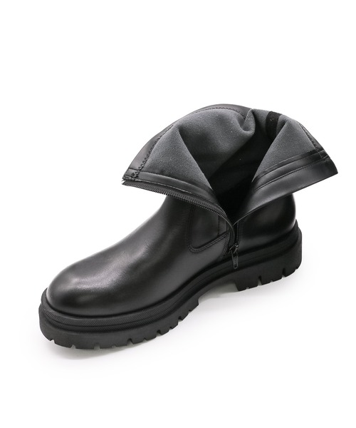 ALPHA CUBIC（アルファーキュビック）の「【ALPHA CUBIC】本革 撥水 レザー 厚底 ラグソール プレーンブーツ（ブーツ・レディース・ブラック・S/M/L/LL）」の7枚目の写真