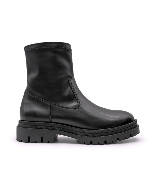 ALPHA CUBIC（アルファーキュビック）の「【ALPHA CUBIC】本革 撥水 レザー 厚底 ラグソール プレーンブーツ（ブーツ・レディース・ブラック・S/M/L/LL）」の2枚目の写真