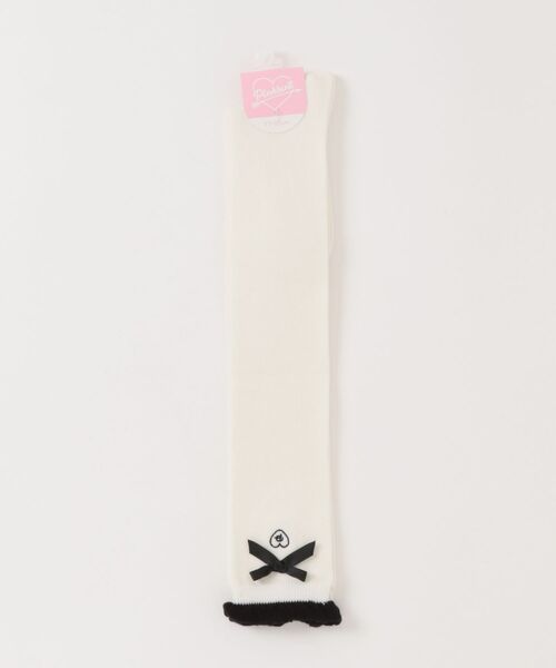 PINKHUNT(ピンクハント)の「PINKHUNT ピンクハント リボン付き ニーハイソックス 1309(ソックス/靴下・キッズ・ホワイト/ブラック・21-24cm/17-20)」の3枚目の写真