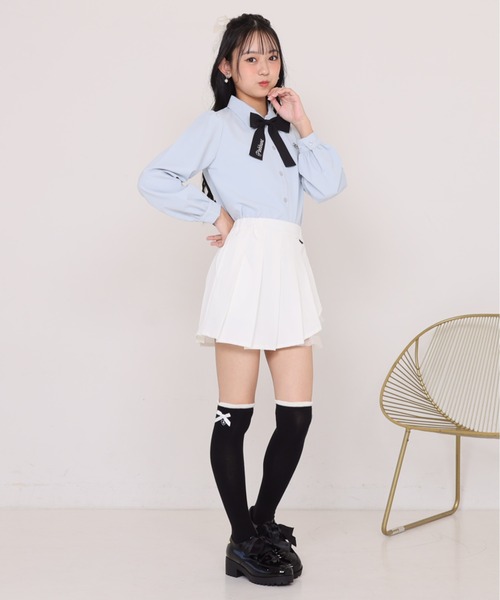 PINKHUNT(ピンクハント)の「PINKHUNT ピンクハント リボン付き ニーハイソックス 1309(ソックス/靴下・キッズ・ホワイト/ブラック・21-24cm/17-20)」の9枚目の写真