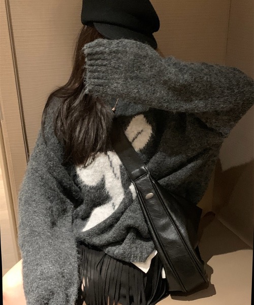 Diosfront(ディオスフロント)の「フロントリボンジャガードニットプルオーバー(ニット/セーター・レディース・レッド/ネイビー/アイボリー/ブルー/グレー・FREE)」の16枚目の写真