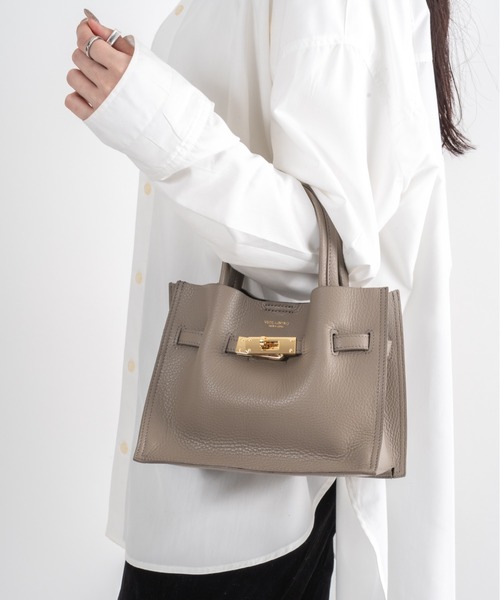 VIOLAd'ORO（ヴィオラドーロ）の「【VIOLAd'ORO/ヴィオラドーロ】イタリアンWフェイスレザー ハンドバッグ TRERO Sサイズ（ショルダーバッグ・レディース・ブラック/ベージュ系その他/ブラウン/グレー系その他・FREE）」の22枚目の写真