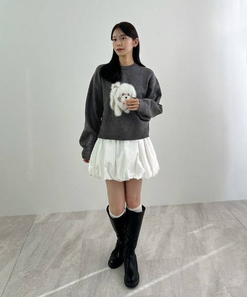 Futier land(フューティアランド)の「ふわふわフェザードッグニットトップス(ニット/セーター・レディース・ネイビー/ブラック/チャコールグレー・FREE)」の12枚目の写真