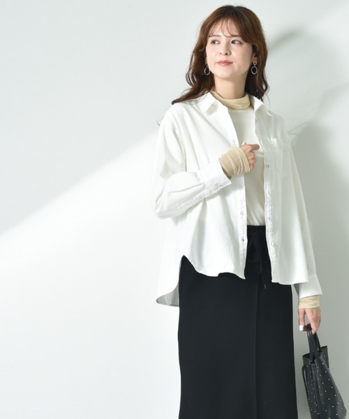 INTERPLANET(インタープラネット)の「デニムツイル台付衿ワイドシャツ(シャツ/ブラウス・レディース・インディゴブルー/オフホワイト/ブルー・FREE)」の14枚目の写真