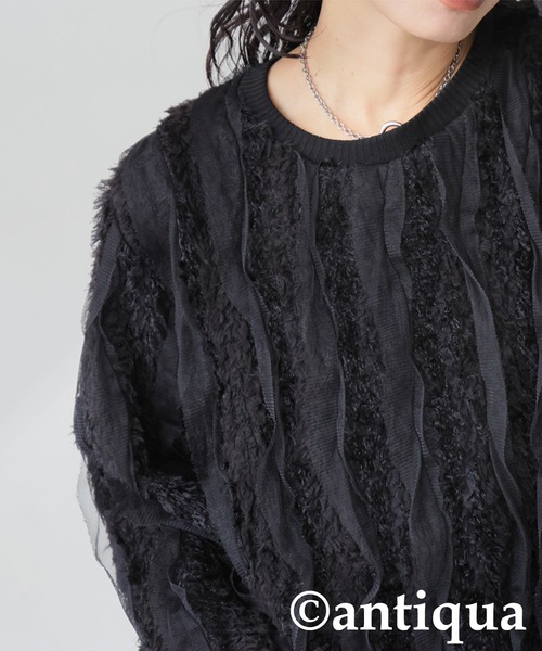 antiqua(アンティカ)の「異素材ミックス プルオーバー(その他トップス・レディース・ブラック・ONESIZE)」の14枚目の写真