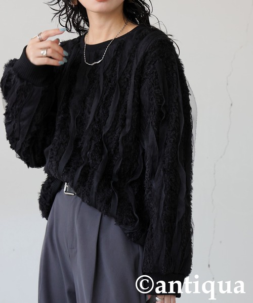 antiqua(アンティカ)の「異素材ミックス プルオーバー(その他トップス・レディース・ブラック・ONESIZE)」の15枚目の写真