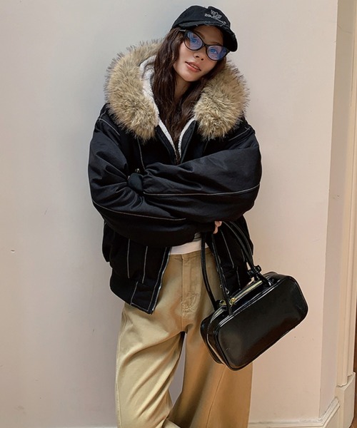 ADDITION STORE(アディションストア)の「【再入荷】\フードファー脱着仕様/ホワイトステッチ ミリタリー ブルゾン / White Stitch Military Blouson / asfj(ミリタリージャケット・レディース・カーキ/ブラック・MEDIUM)」の20枚目の写真
