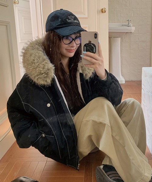 セール】【再入荷】＼フードファー脱着仕様／ホワイトステッチ