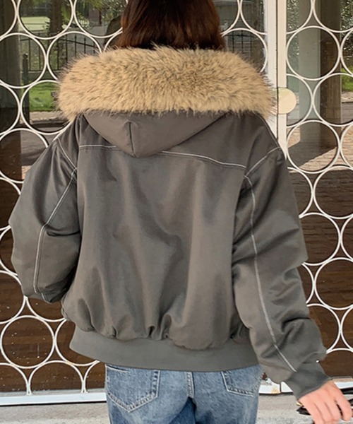 ホワイト ファー付き ミリタリージャケット レディース B-15 ミリタリーブルゾン | アルファ インダストリーズ